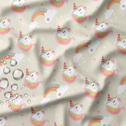 Printed Waterproof Fabric LILYANE Gray / Pink